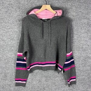 Court & Rowe XS Sweater Hoodie Gray Pink Blue Stripe Pullover Knitwear